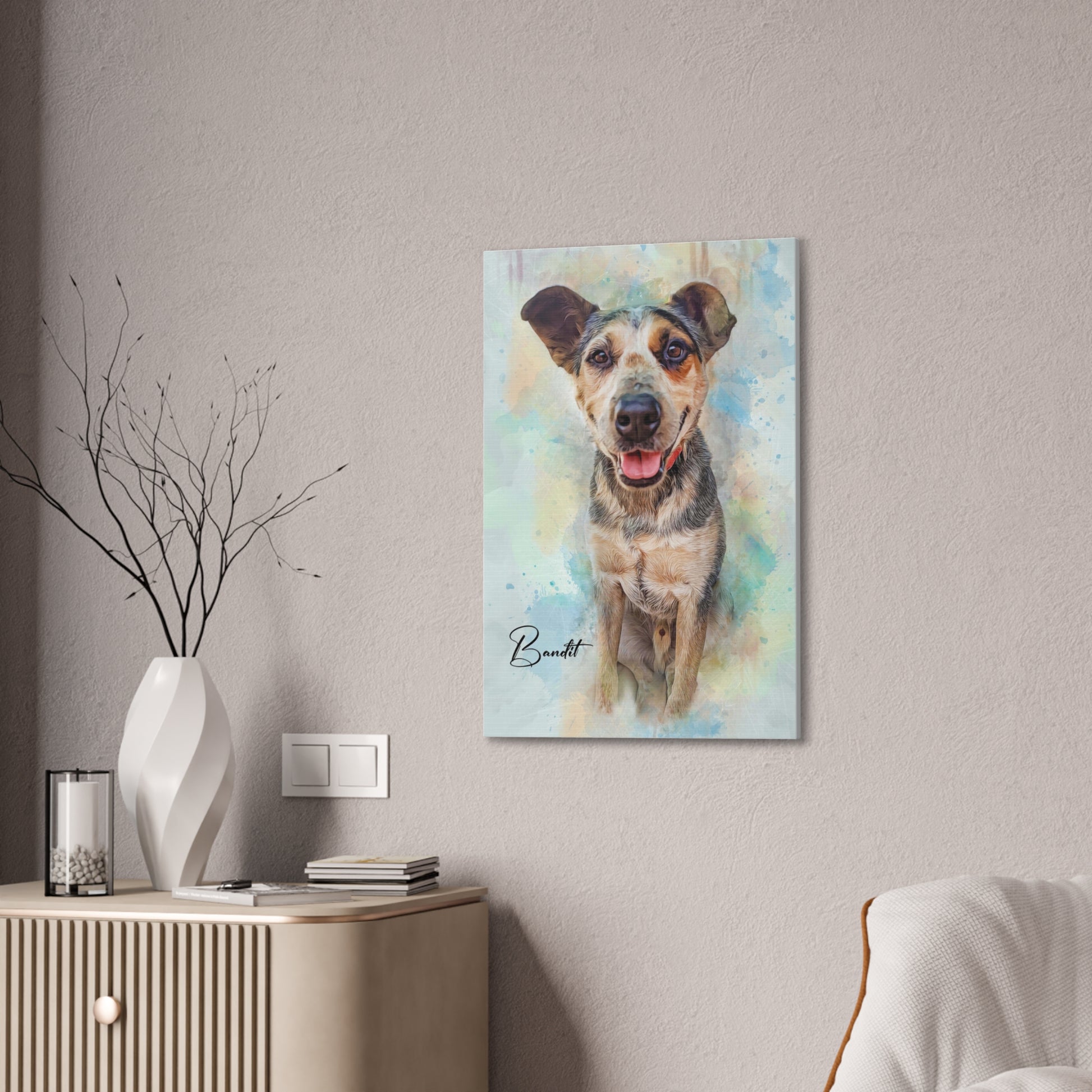 Canvas Wall Art, Pet Portrait, Personalized Dog Art, Home Decor for Dog Lovers, Gift for Pet Owners, Cute Animal Artwork