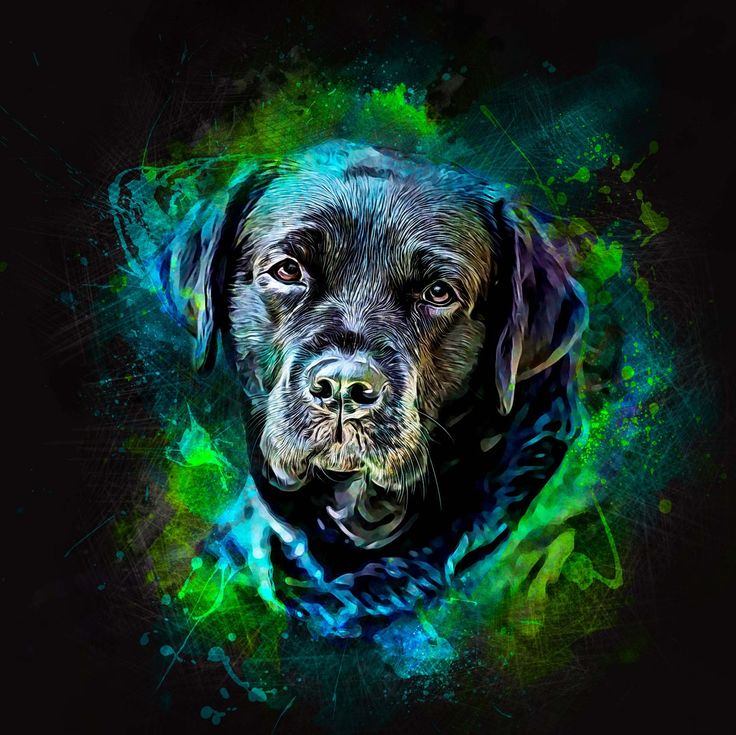 Custom Pet Portrait, Neon Watercolor Print