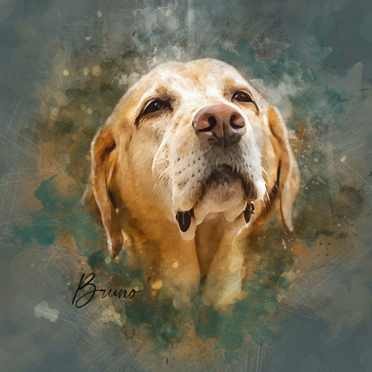 Custom Watercolor Pet Portrait – Contemporary Neutral Style
